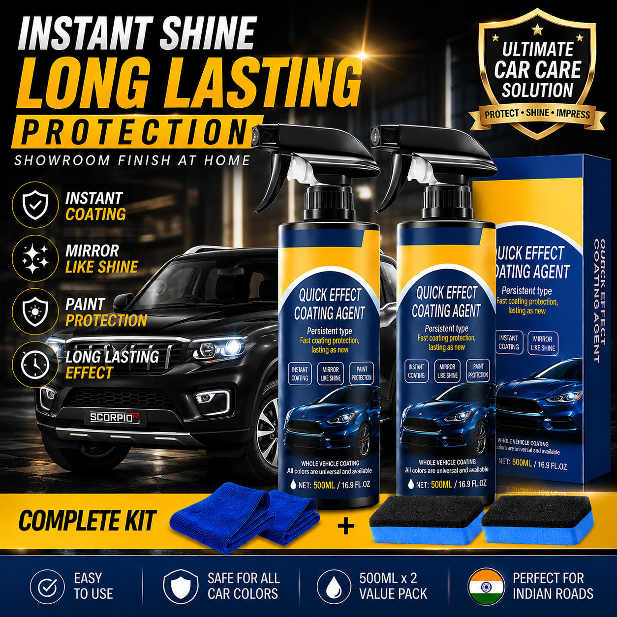 Advanced Car Quick-Acting Coating Agent Spray Kit 🚗✨ (Buy 1 Get 1 FREE)