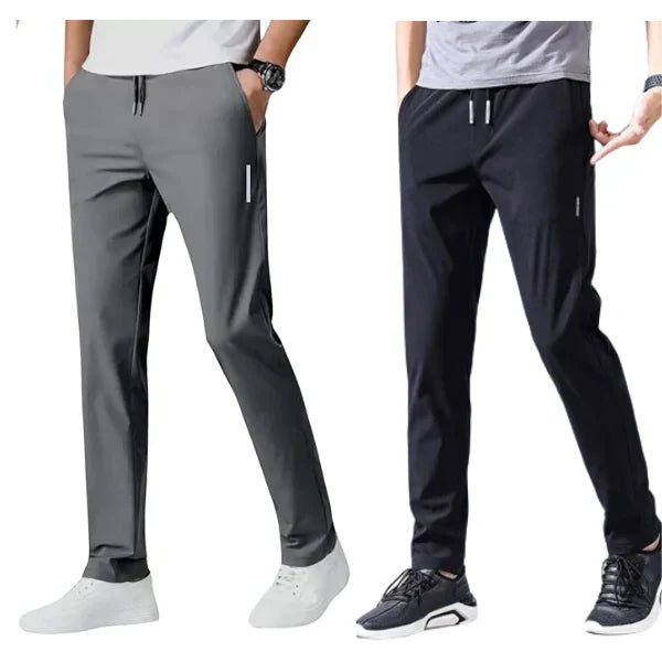 Pack of 3 Offer 😍 Men’s Premium-Quality Stretch Lycra Pants | Black, Blue & Grey